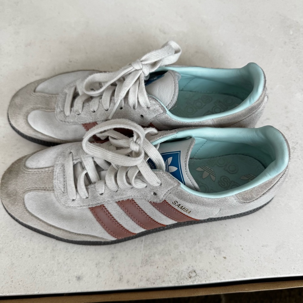 Adidas White and Pink Retro Sneakers